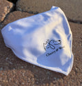 White pet bandana with the Cherry & Wood logo