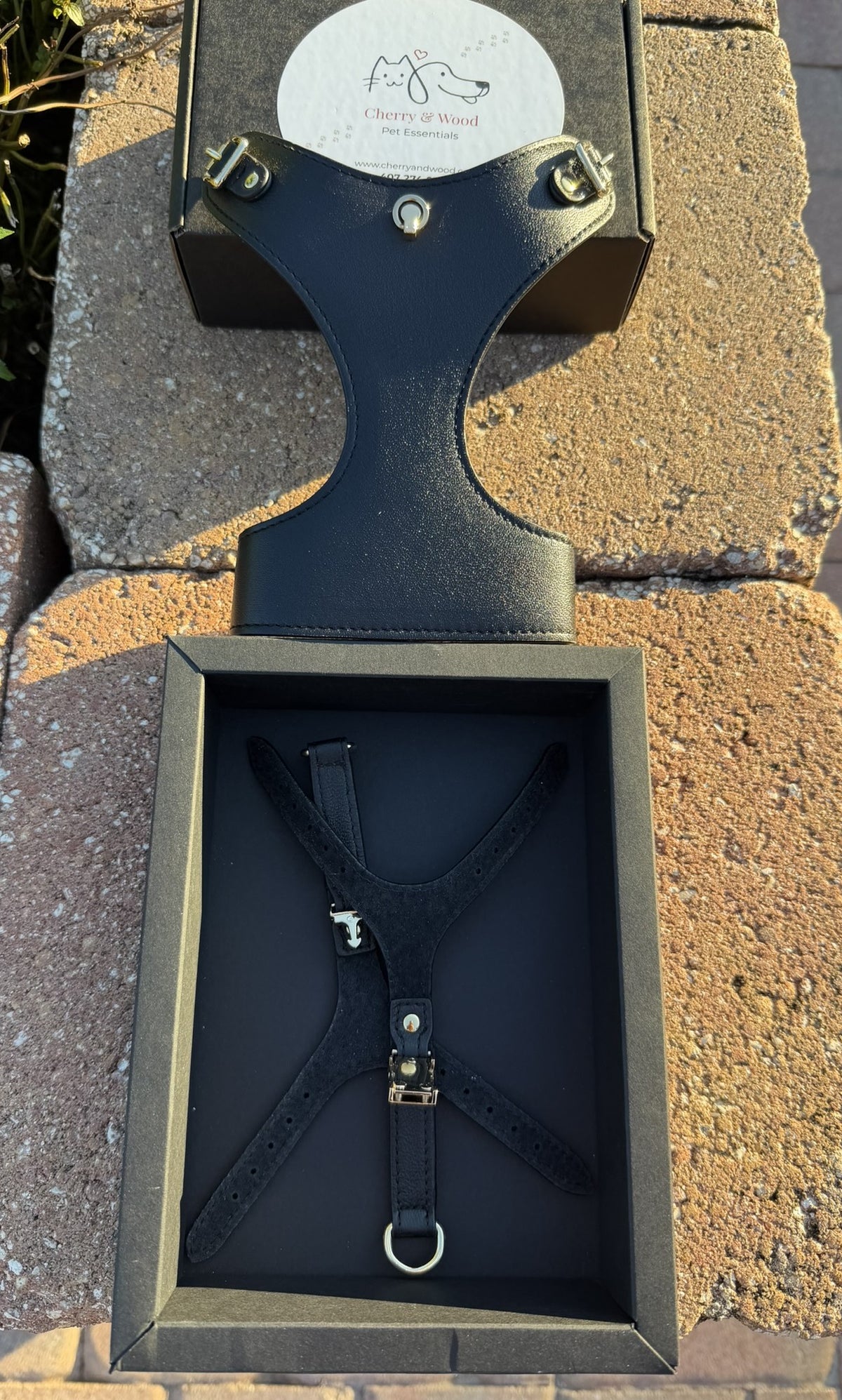 Cherry & Wood by Bechiva Leather Harness for Cats & Small Dogs