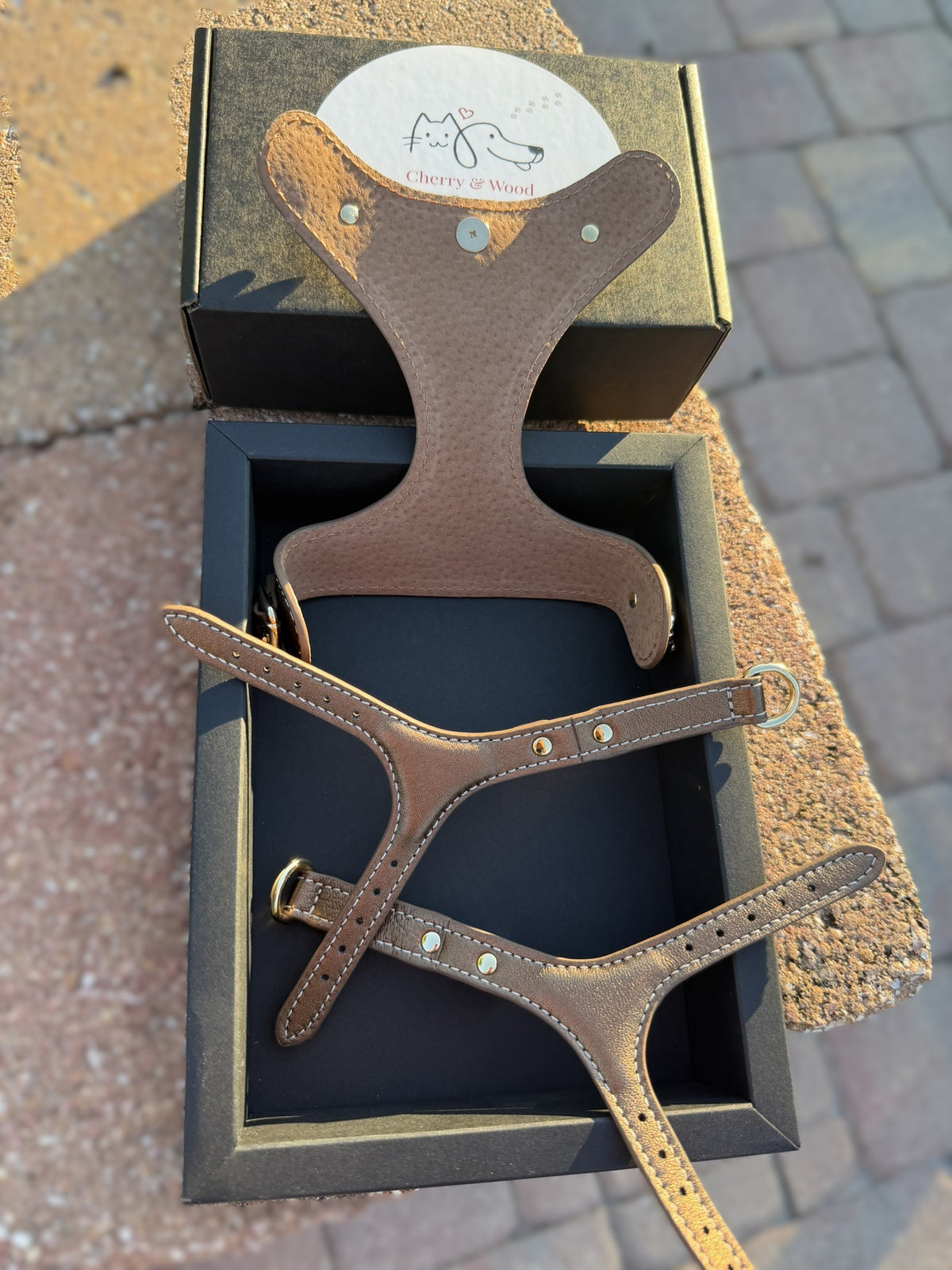 Detail of the bronze harness gold-tone hardware