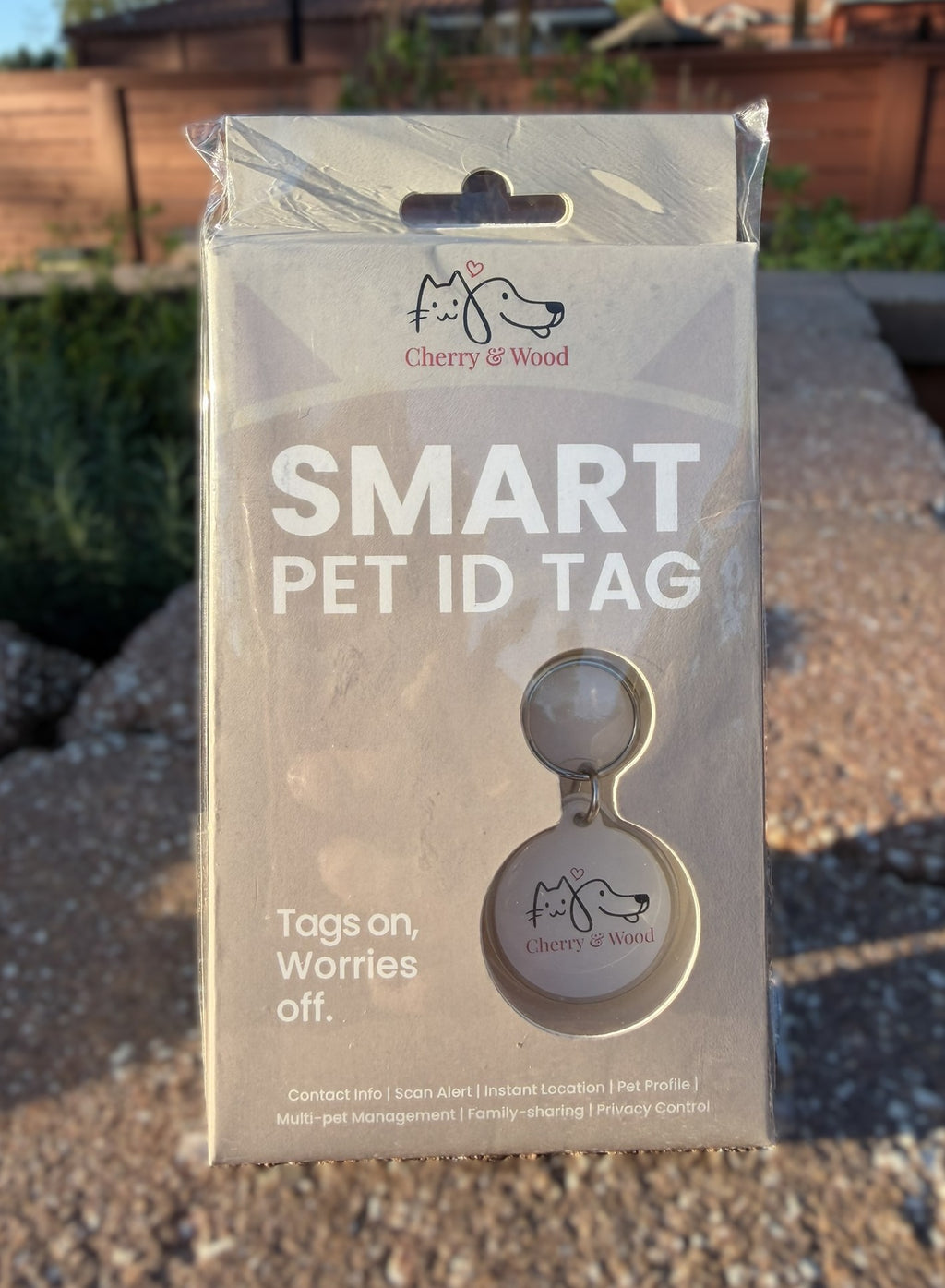 White QR code pet ID tag in its packaging