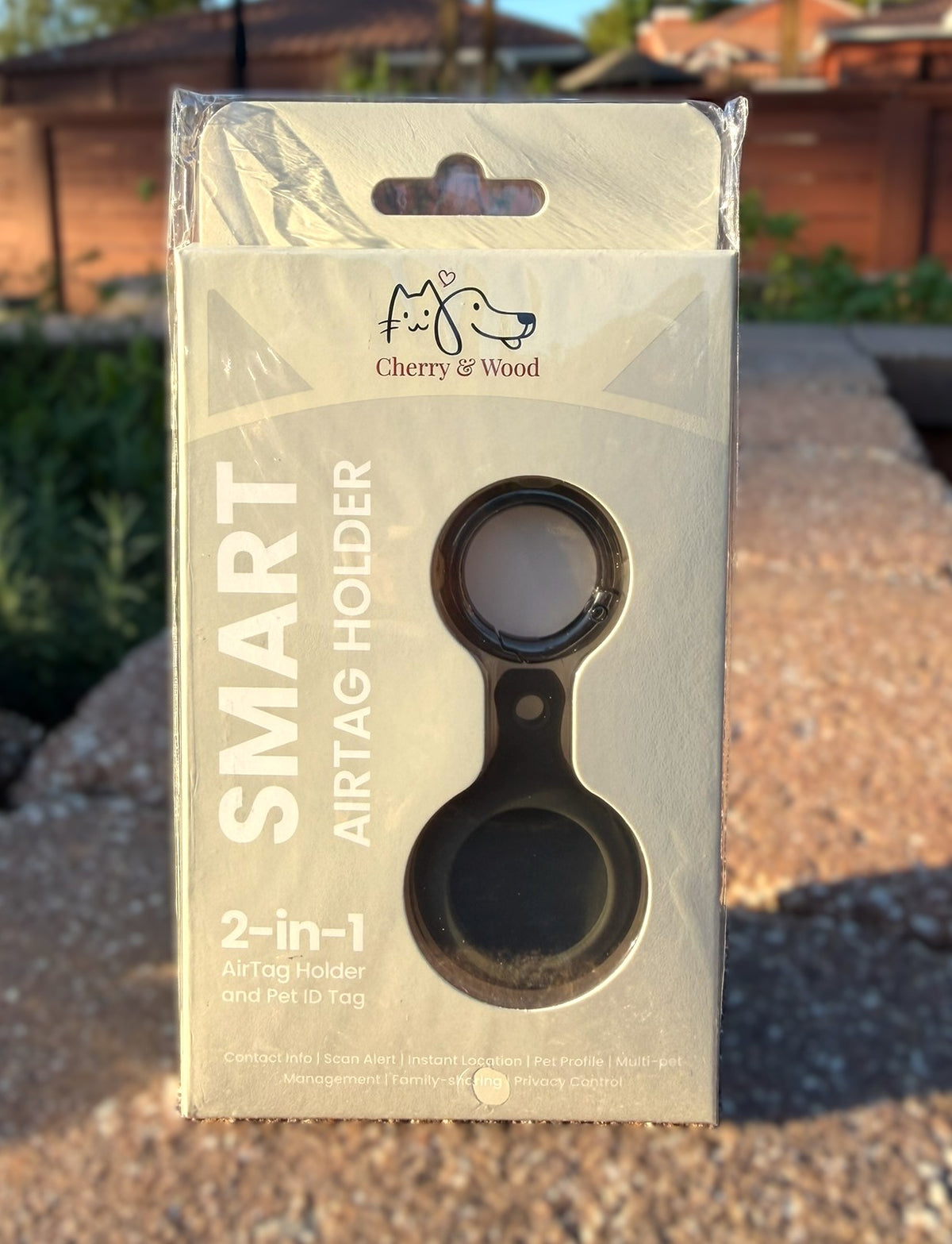 Black AirTag holder for pet collars and harnesses